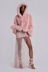 Mara Oversized Faux Fur Coat in Pink