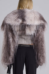Haka Faux Feather Fur and Leather Jacket