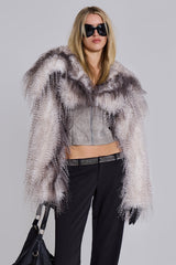 Haka Faux Feather Fur and Leather Jacket