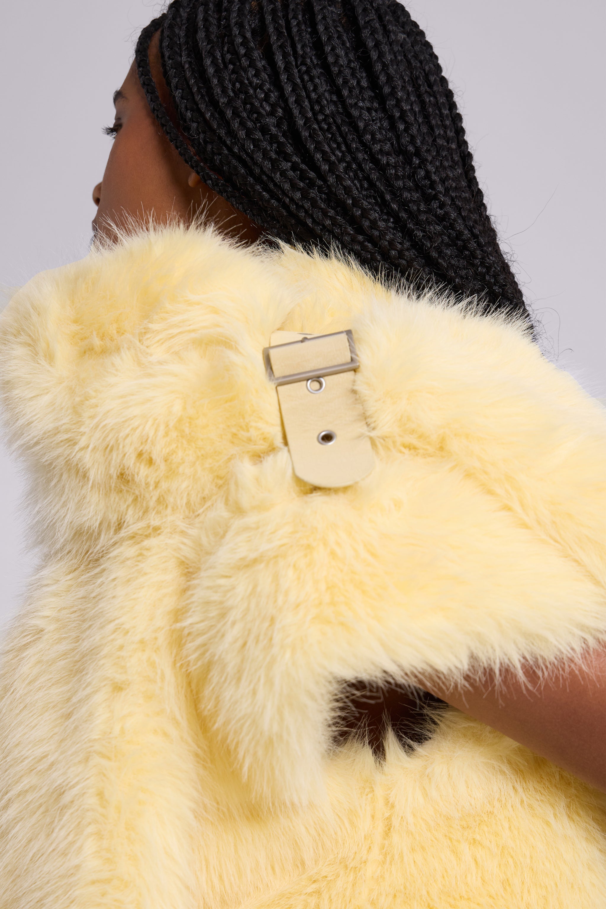 Saskia 2-in-1 Faux Fur Shrug in Yellow