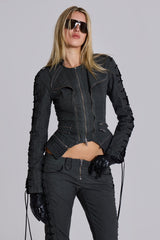 Charis Lace Up Military Jacket