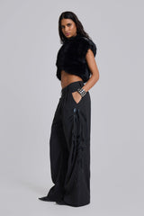 Saskia 2-in-1 Faux Fur Shrug in Black