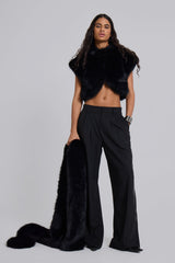 Saskia 2-in-1 Faux Fur Shrug in Black