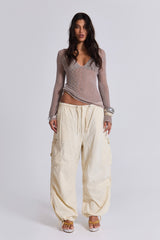 Ecru Parachute Cargo Pants