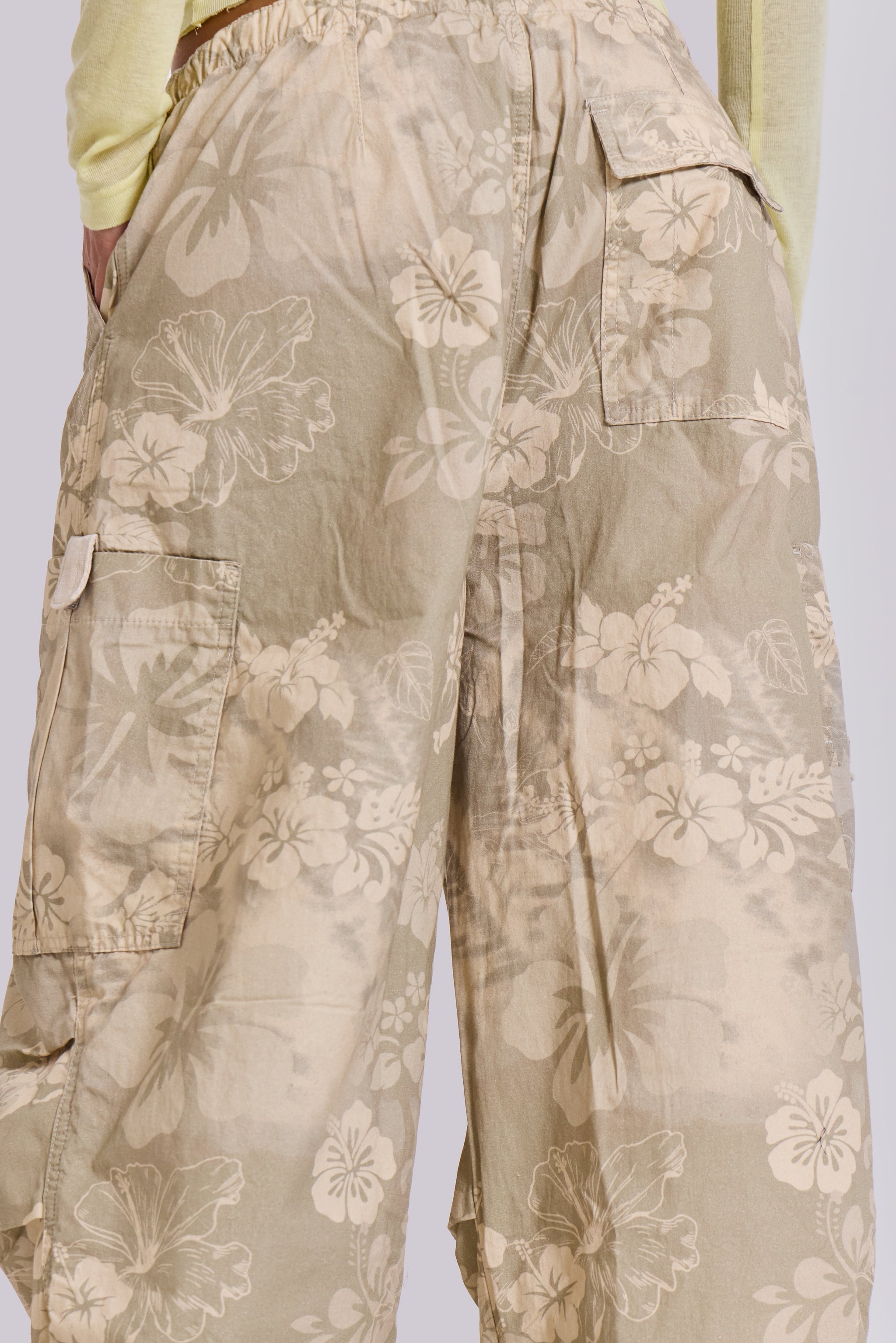 Hibiscus Bloom Parachute Cargo Pants