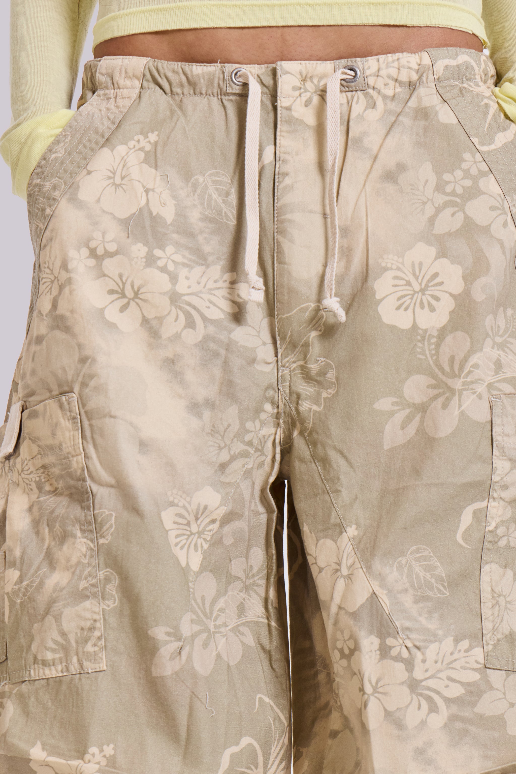 Hibiscus Bloom Parachute Cargo Pants