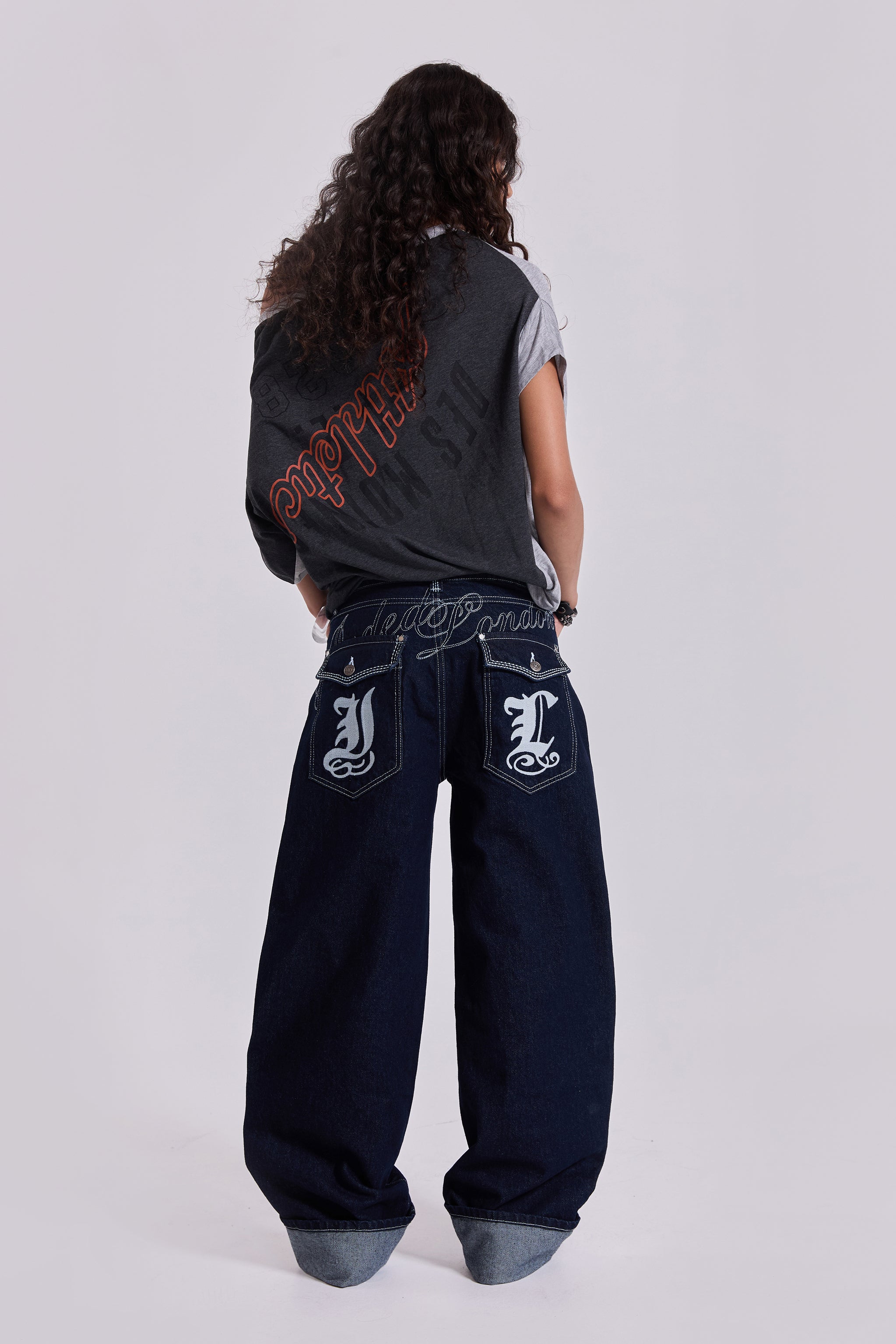 Sonic Embroidered Baggy Jeans
