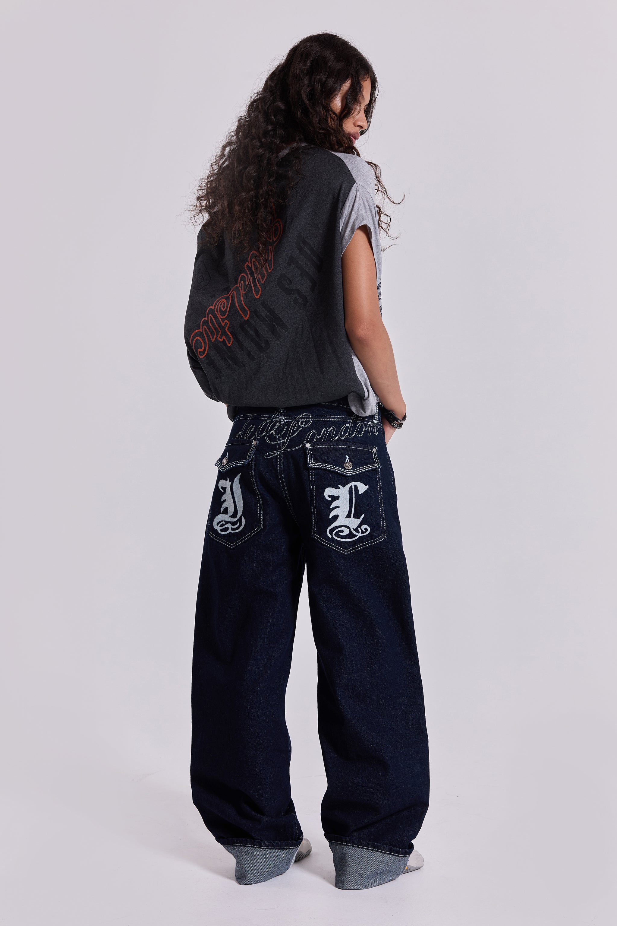 Sonic Embroidered Baggy Jeans