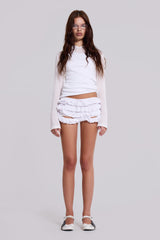 Mya Ruffle Mini Shorts in White