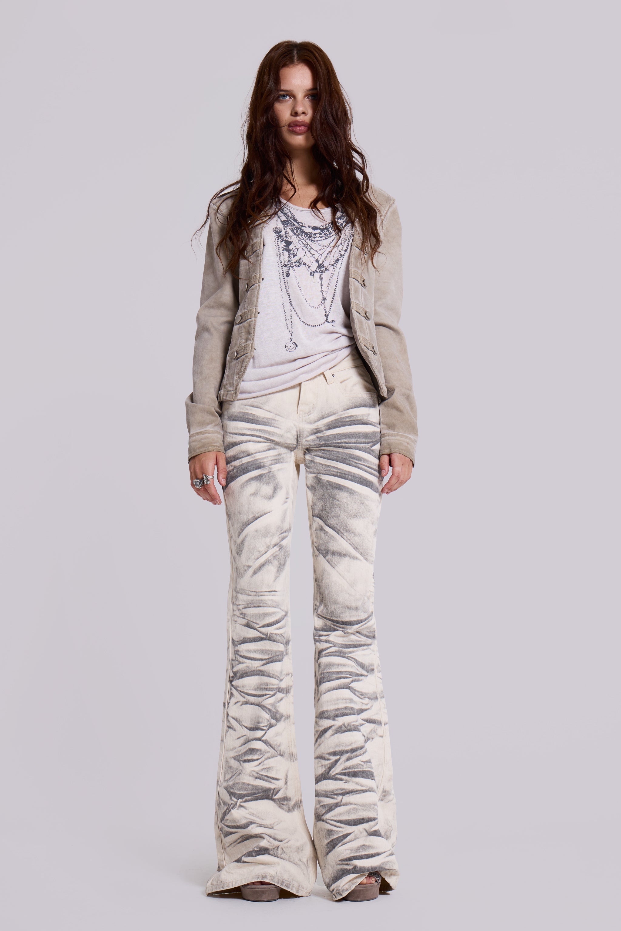 Arctic White Drift Flared Jeans
