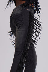 El Topo Fringe Bootcut Jeans in Black Wash