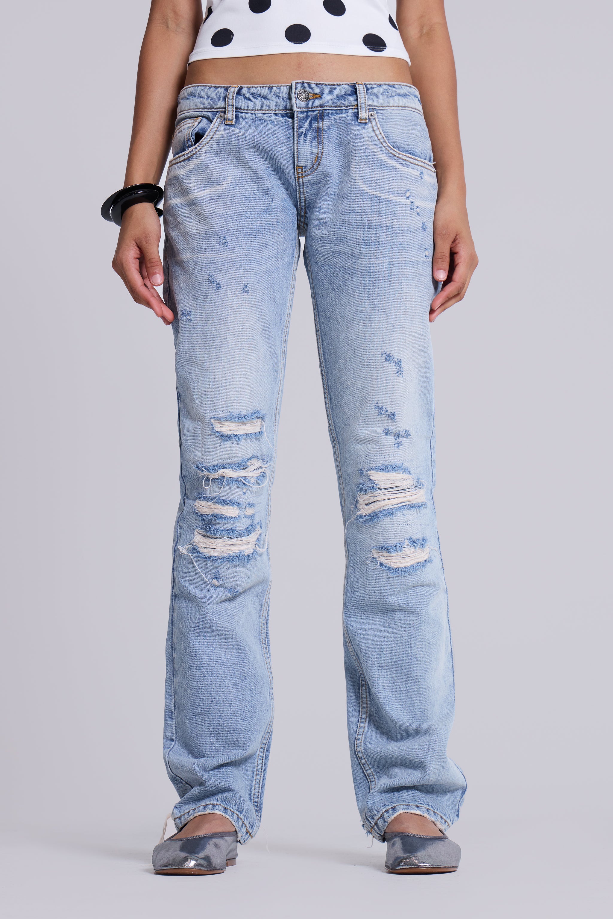 Rider Low Rise Straight Leg Jeans in Light Wash