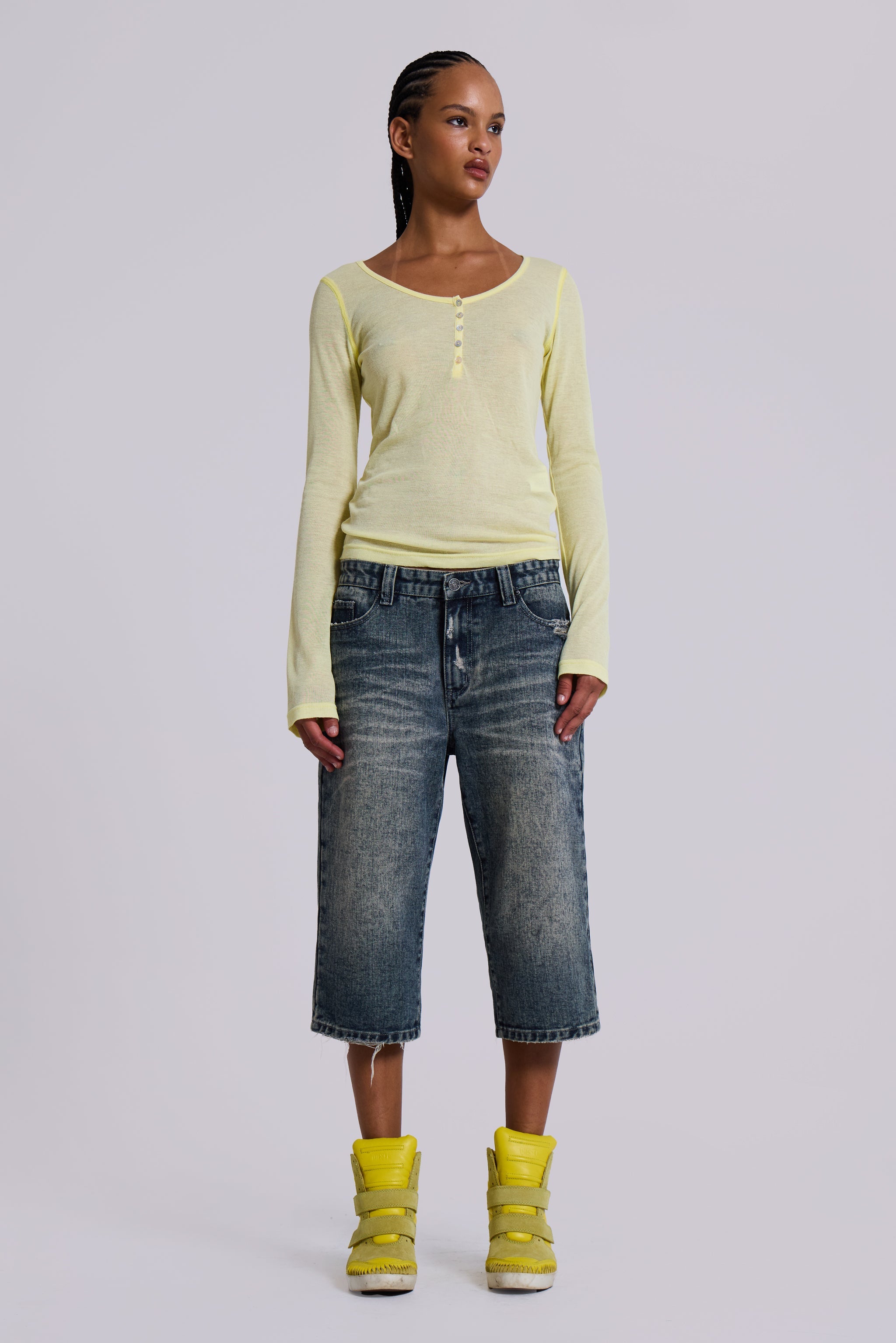 Nia Slim Leg Distressed Jorts