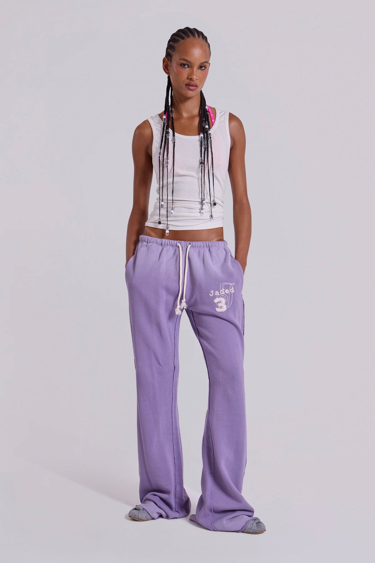 Cleo Slouchy Bootcut Jogger in Purple