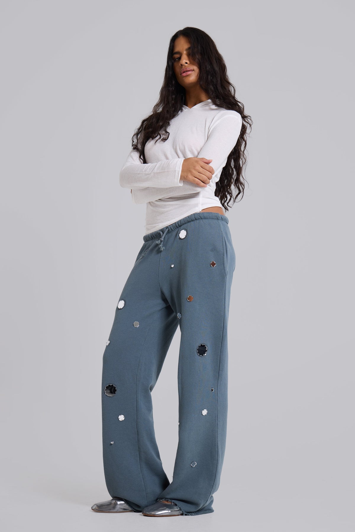Tarra Embellished Slouchy Bootcut Jogger