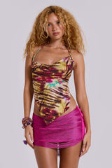 Lavinia Fringe Mini Skirt in Cerise