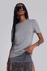 Studded Grey Marl Mist T-Shirt