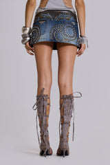 Hena Studded Denim Mini Skirt
