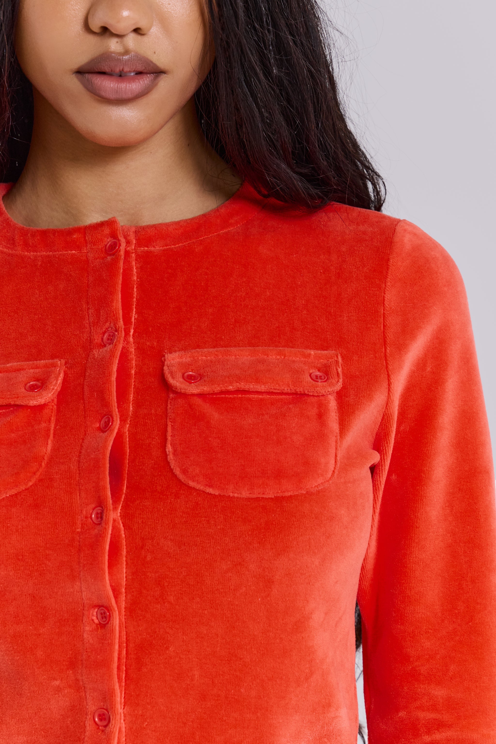 Tangerine Velour Cardigan