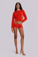 Tangerine Velour Cardigan
