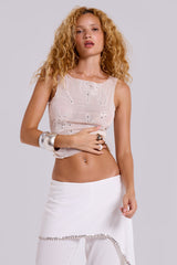 Sana Embroidered Mesh Top