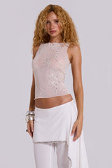 Sana Embroidered Mesh Top