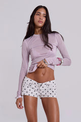 Xeni Glitter Long Sleeve Top in Pink