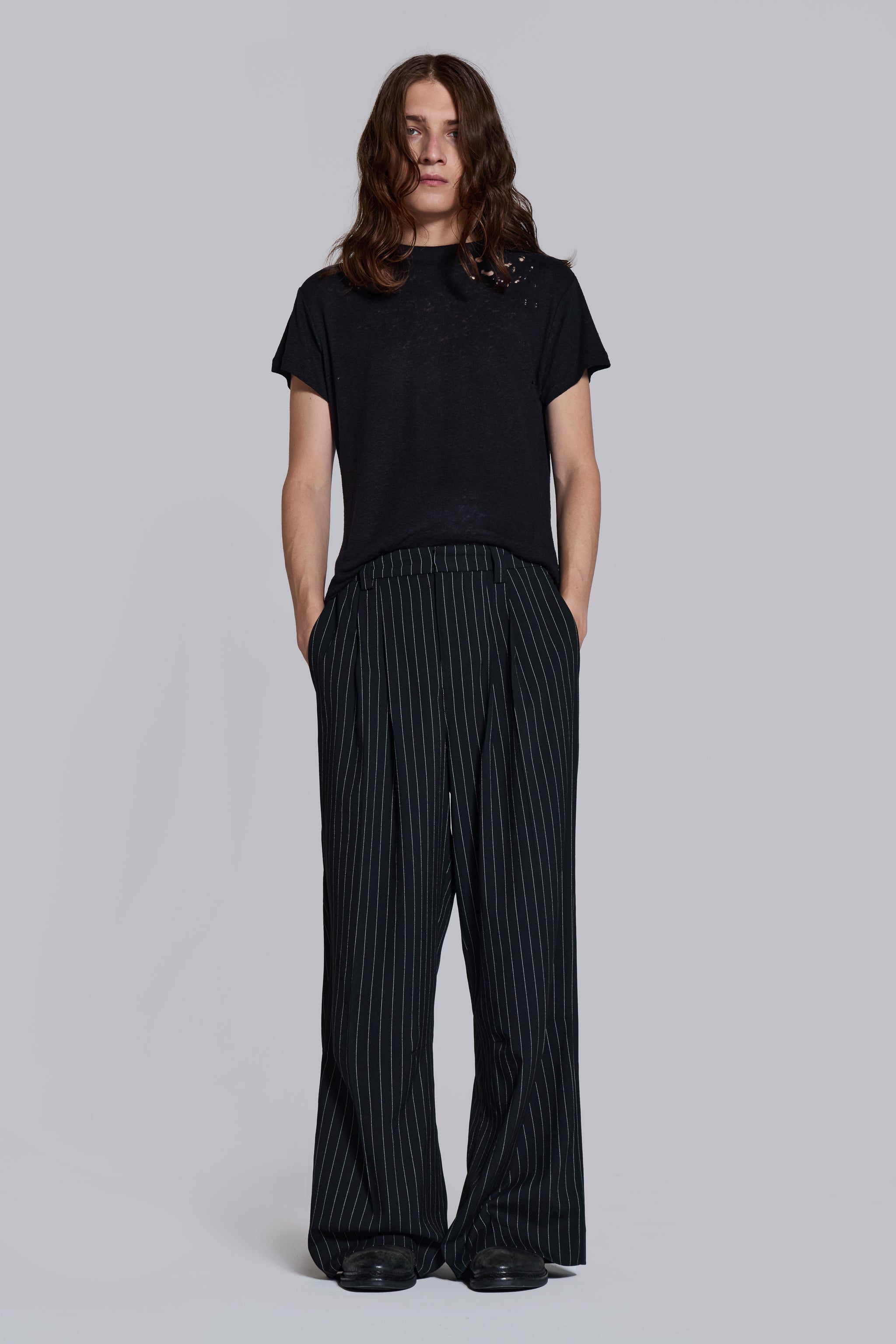 Black Pinstripe Goliath Suit Pants