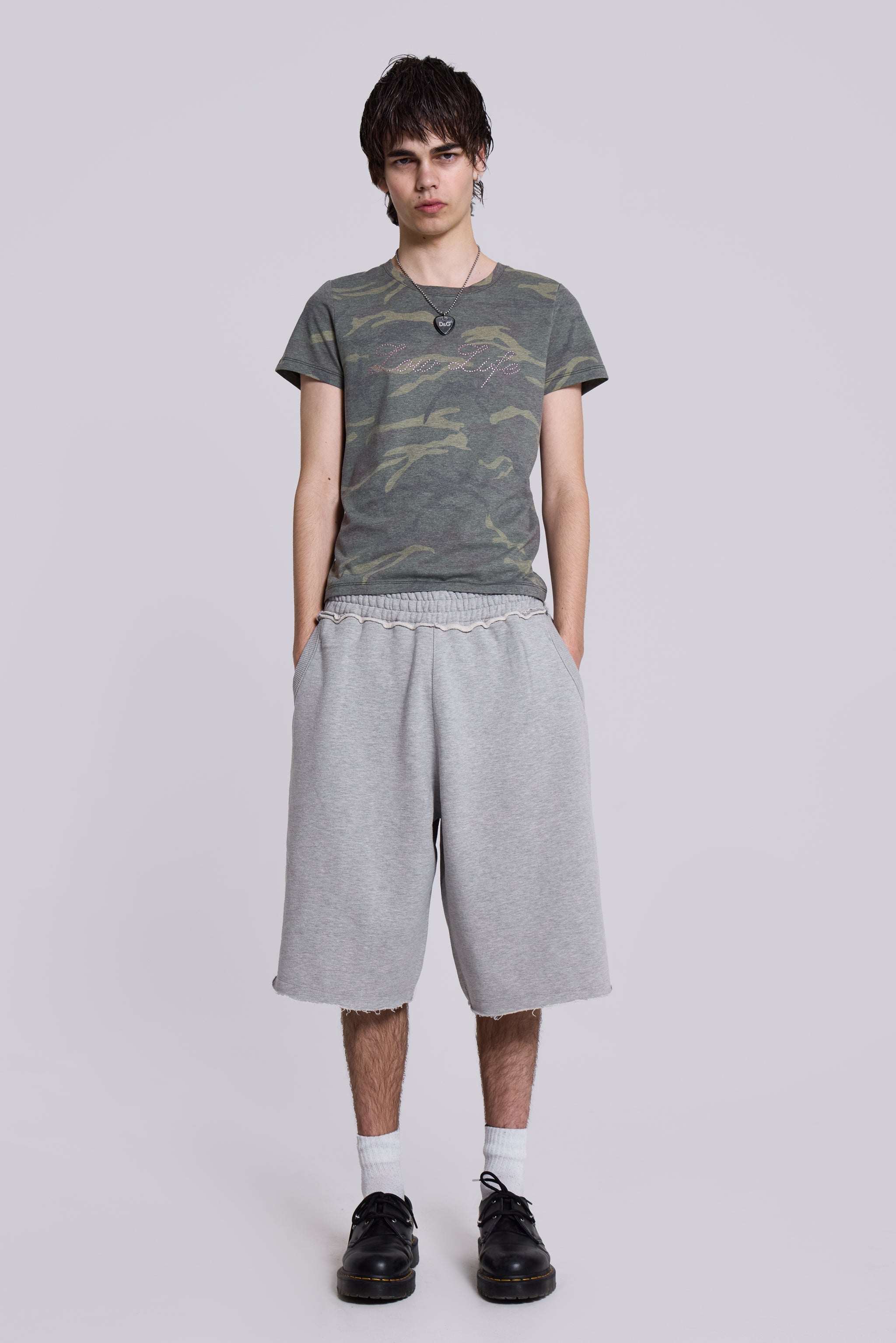 Grey Marl Monster Jogger Baggy Shorts