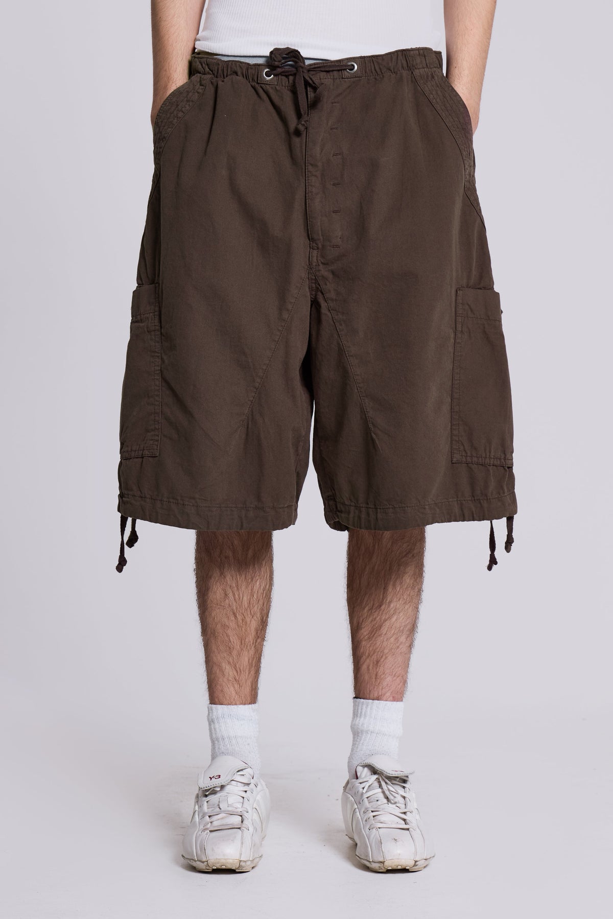 Brown Parachute Cargo Baggy Shorts
