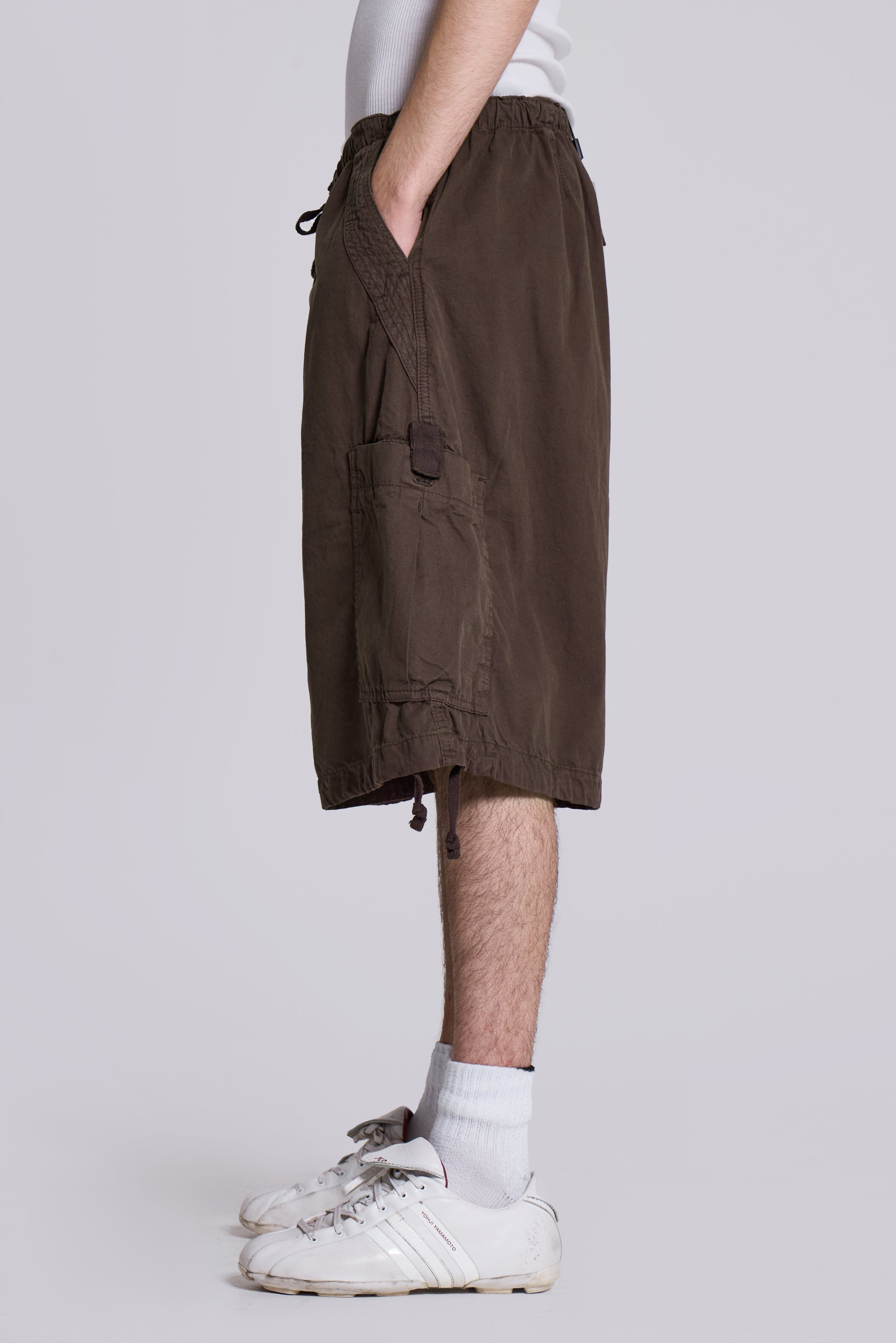 Brown Parachute Cargo Baggy Shorts