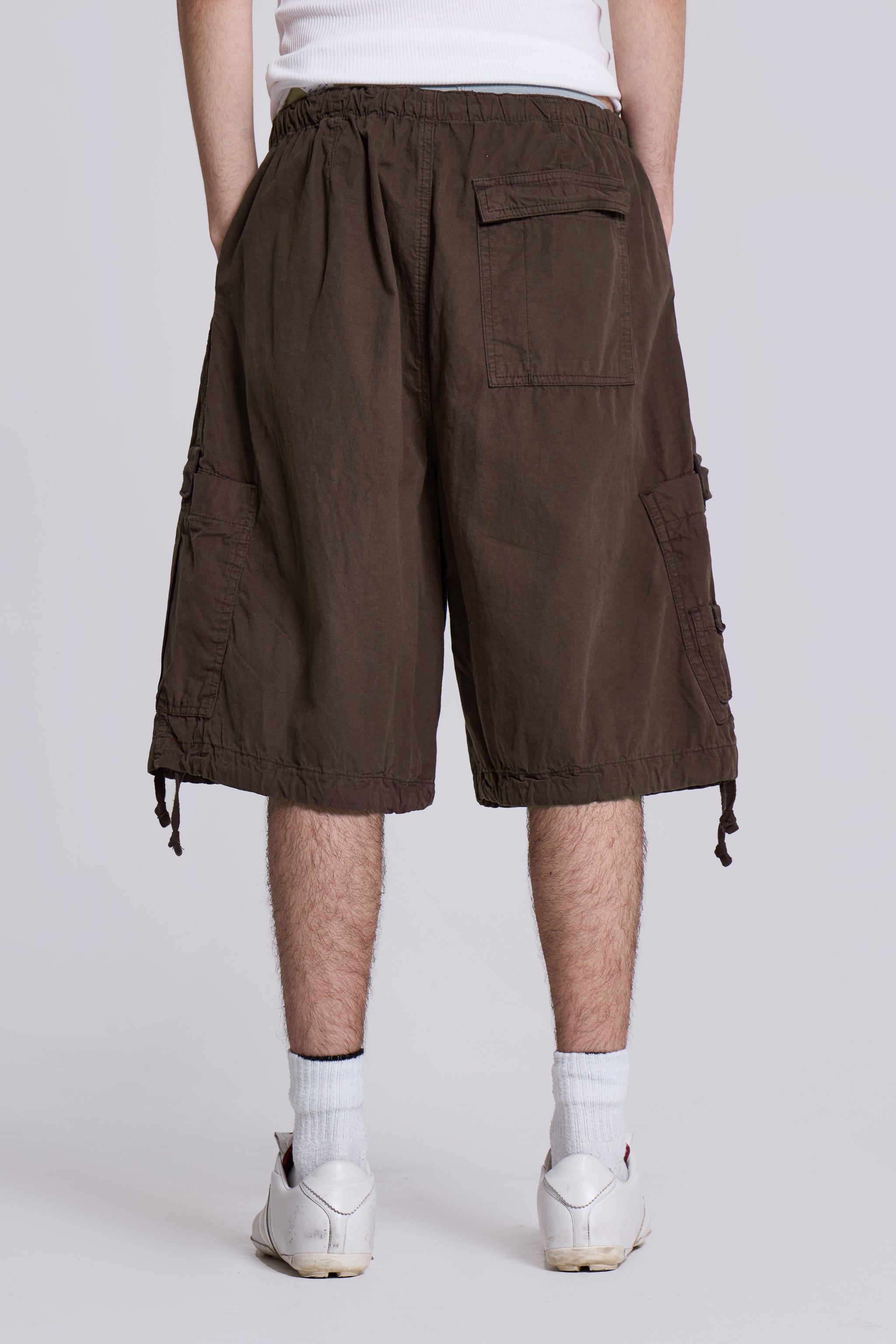 Brown Parachute Cargo Baggy Shorts