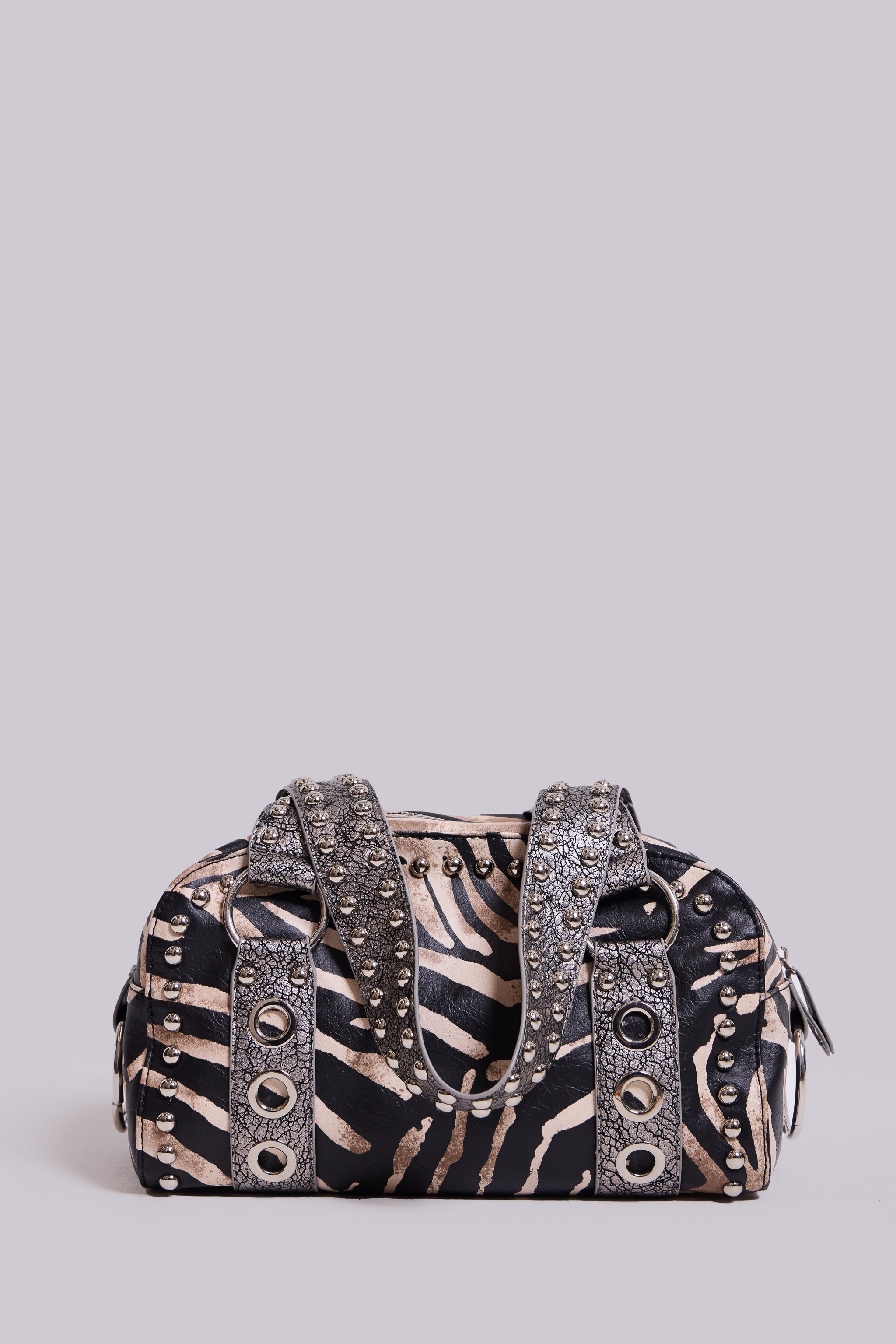 Marza PU Leather Studded Bag in Zebra