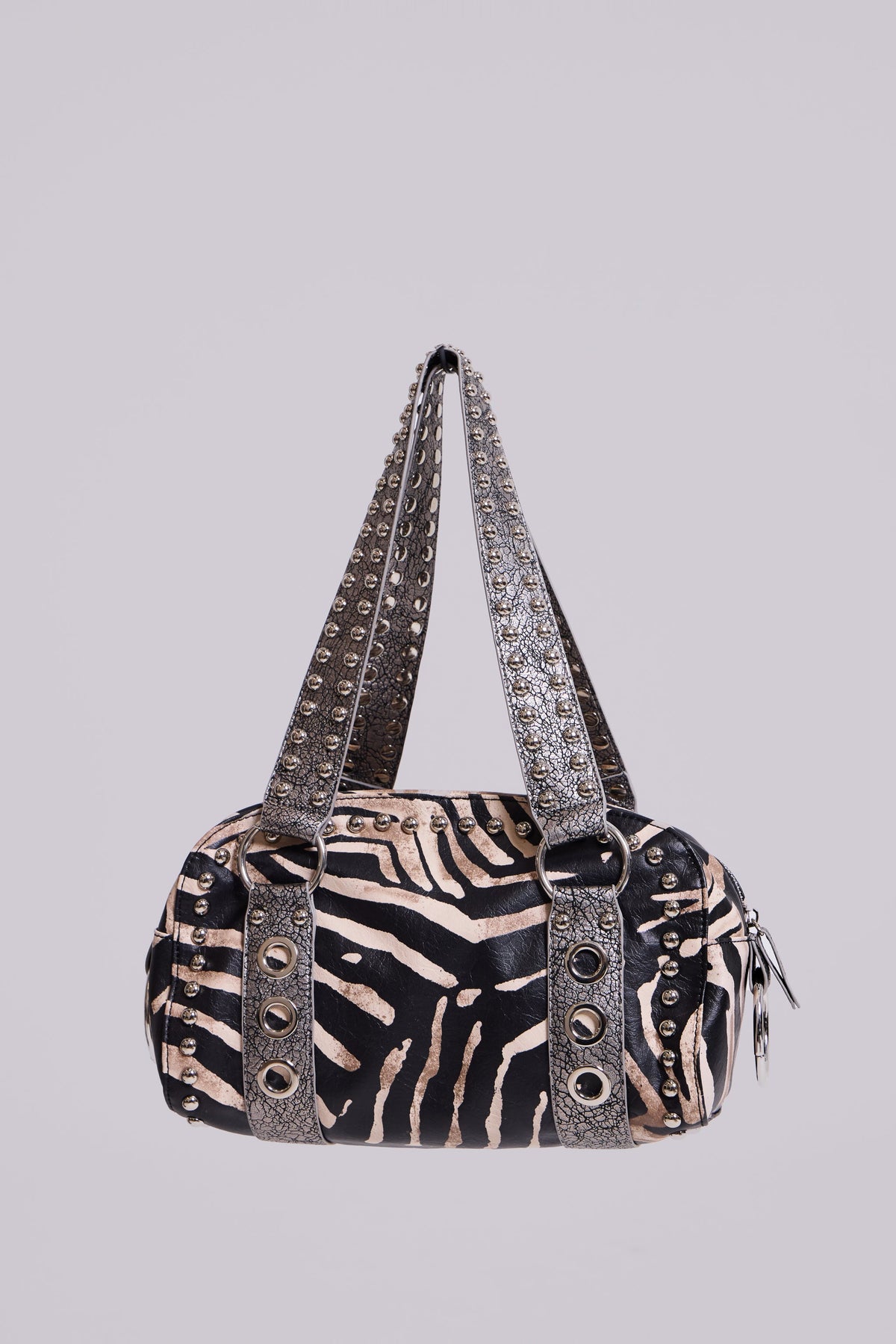 Marza PU Leather Studded Bag in Zebra