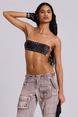 Censored PU Leather Bralette Top