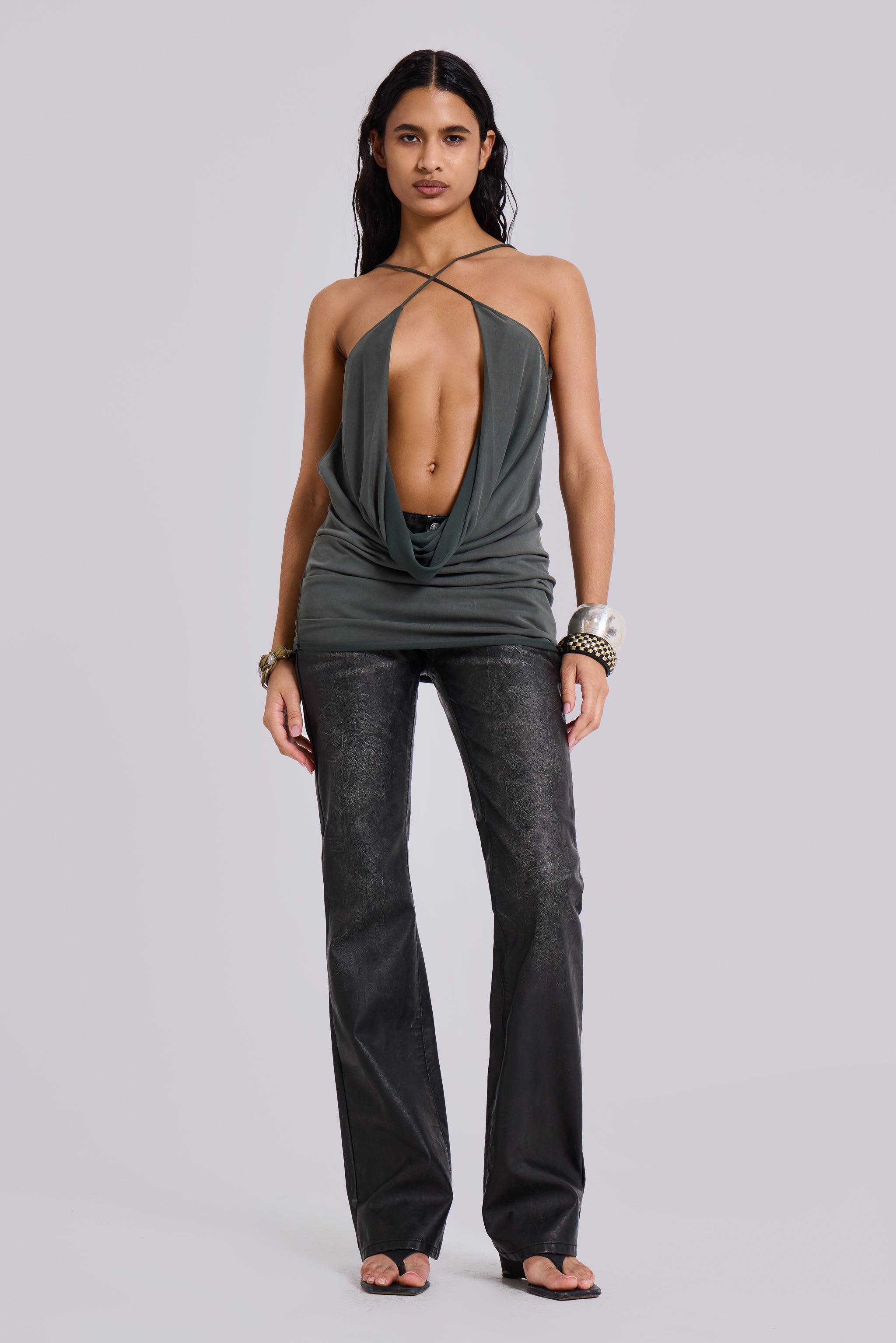 Black Cooper PU Bootcut Jeans