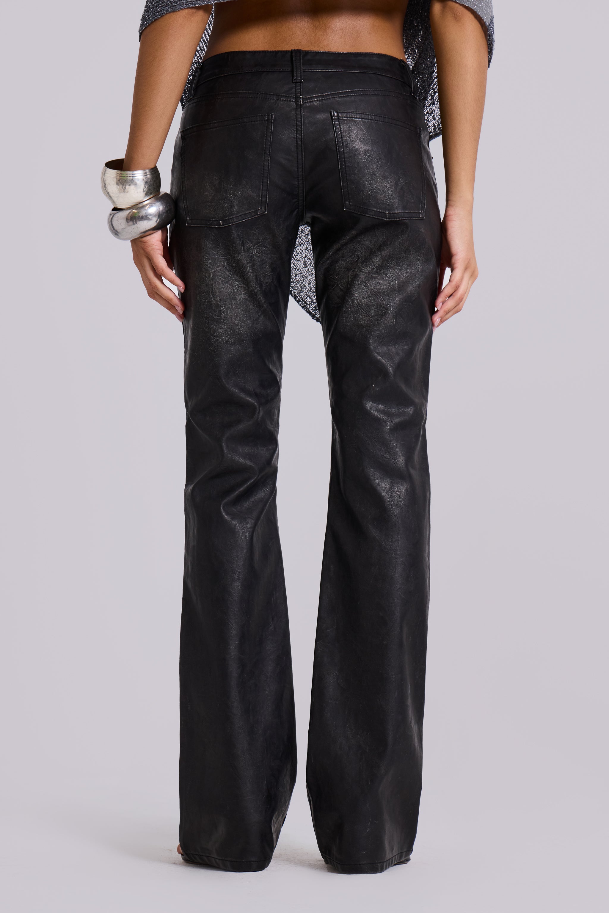 Black Cooper PU Bootcut Jeans