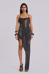 Zila Asymmetric Distressed Knit Dress