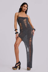 Zila Asymmetric Distressed Knit Dress