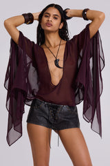 Kaiane Chiffon Cape Top