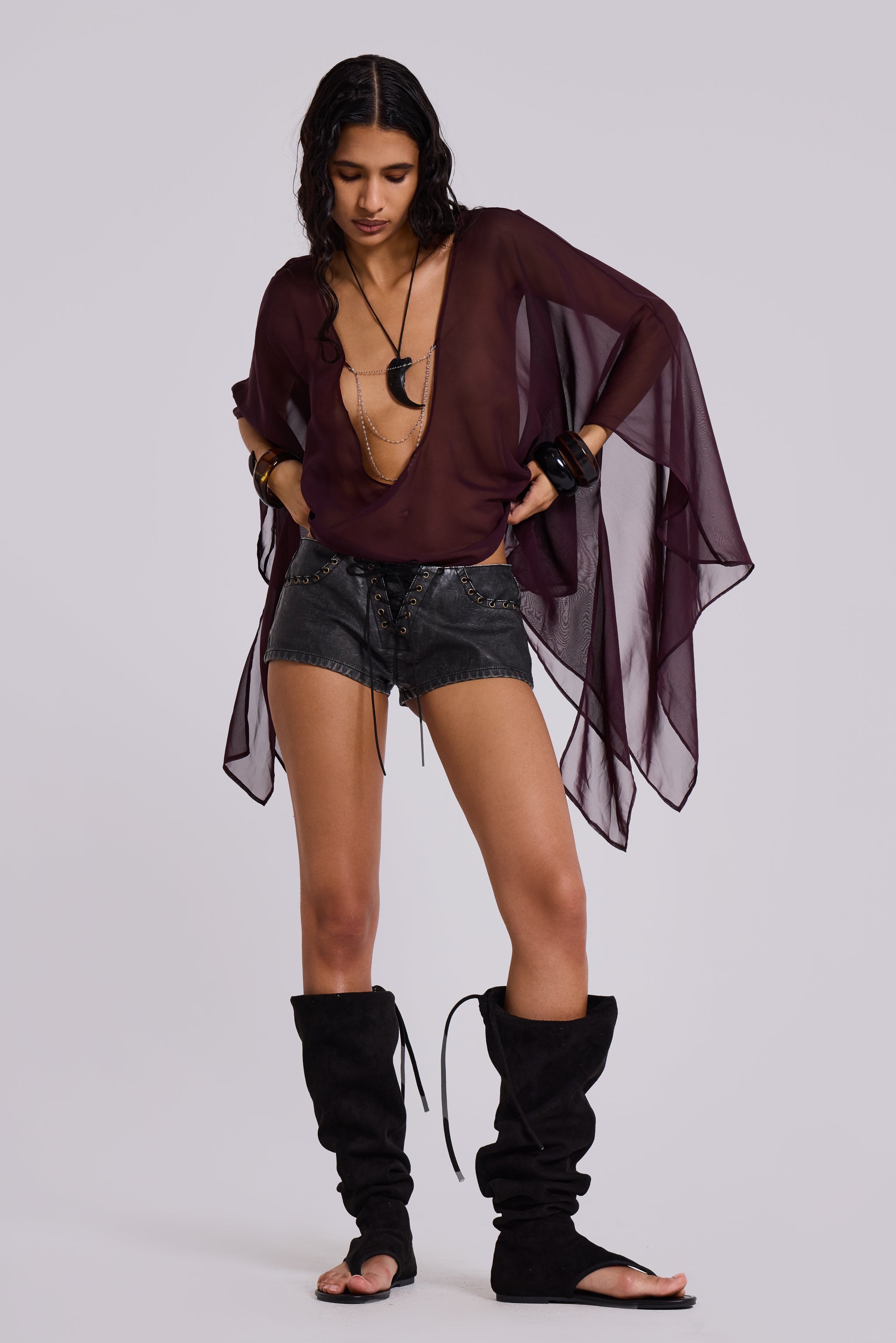 Kaiane Chiffon Cape Top