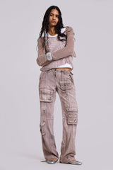 Ara Low-Rise Washed Cargo Trousers