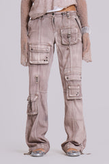 Ara Low-Rise Washed Cargo Trousers