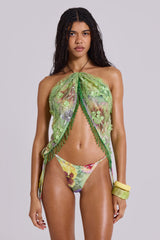 Melona Embellished Wrap Mini Skirt in Lime