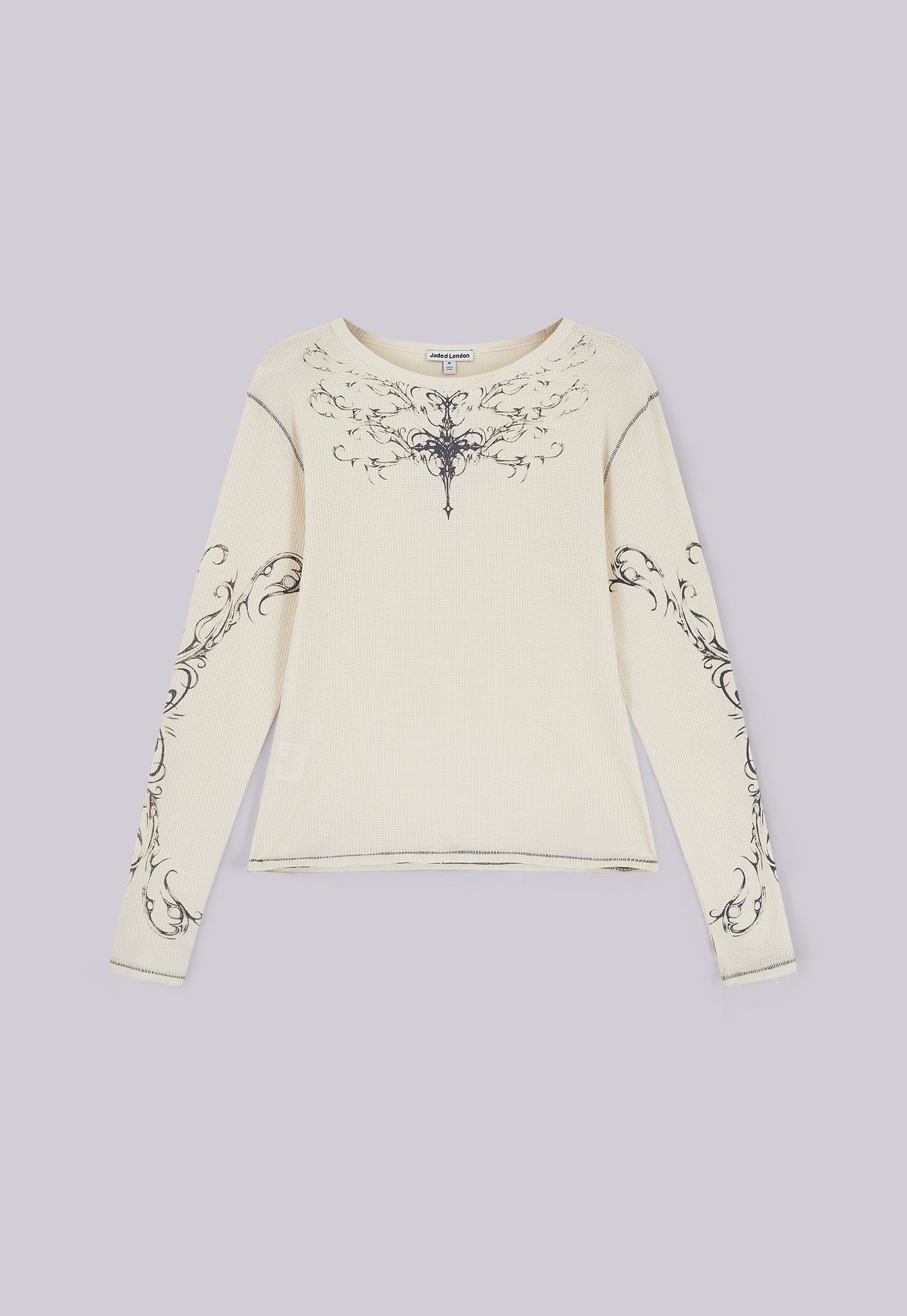 Ines Waffle White Long Sleeve Top