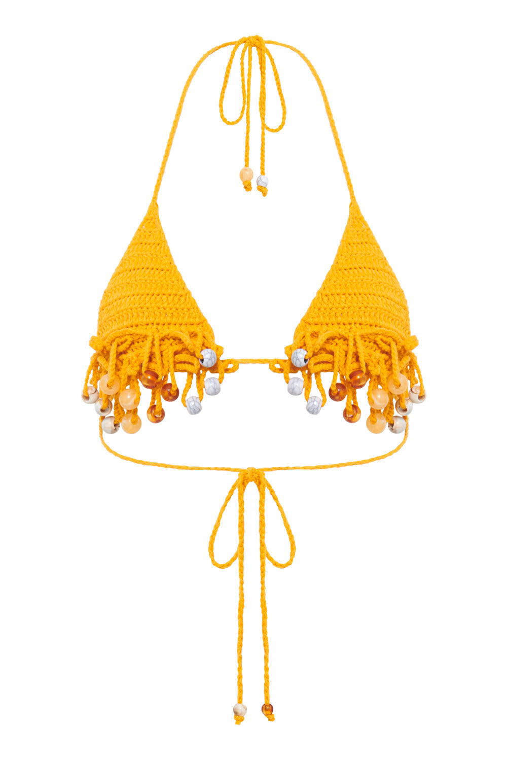 Canary Knit Micro Bikini Top with Beaded Trim